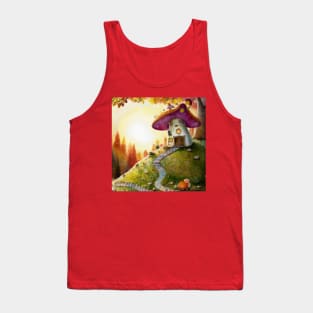 Cute Mushroom Cottage on top of a Hill in the Autumn Woods Tank Top